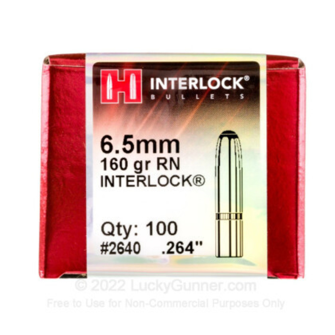 Hornady 6.5mm .264 160 gr InterLock® RN 2640 Box of 100 image 0